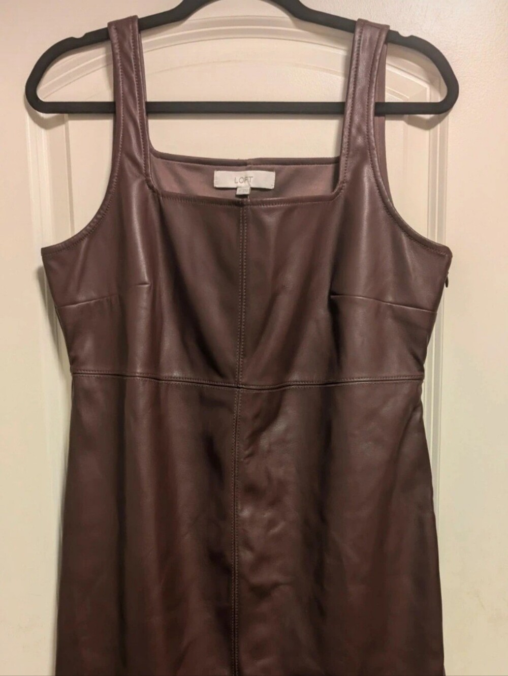 Loft Burgundy Leather Dress NWT